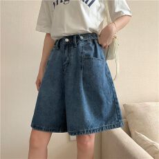批发大码<b class='q'>加大</b>加肥牛仔短裤女夏季胖mm宽松显瘦阔腿五分裤中裤