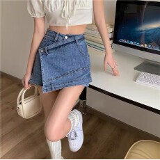 批发大码胖MM牛仔半身裙女裙裤夏季新款防走光显瘦A字不规则阔腿<b class='q'>热裤</b>