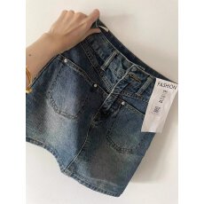 批发牛仔短裙子女春<b class='q'>夏</b>新款高腰垂感A字短款半身裙垂感休闲裙