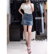 批发设计感牛仔布半身裙裤裙a字短裙女装<b class='q'>夏</b>季小个子辣妹风高级感
