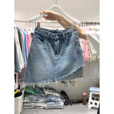 批发高腰牛仔短裙女2025秋冬新款小众设计感显瘦a字包臀半身裙