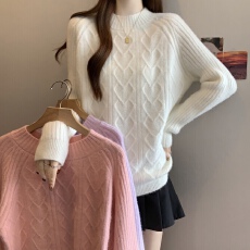 批发实拍2025年秋冬新款<b class='q'>大码</b>女装圆领套头麻花毛衣胖MM针织<b class='q'>打底衫</b>女