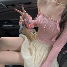 批发官图实价 防晒<b class='q'>喇叭袖</b>雪纺开衫女夏薄款蕾丝超仙外搭罩衫披肩上衣
