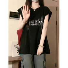 批发美式复古高街风ins国潮牌大码无袖坎肩背心T恤女夏季情侣运动上衣