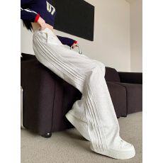 批发【<b class='q'>实拍</b> 包边立体腰】 灰色卫裤ins宽松休闲运动裤美式直筒长裤子