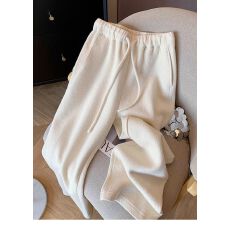 批发气质通勤风米白显瘦高腰休闲阔腿<b class='q'>裤</b><b class='q'>高级</b>软糯毛巾长<b class='q'>裤</b>子女装 ￼