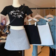 批发超特价~原版面料+内里】夏季辣妹显瘦百搭<b class='q'>高腰</b>A字<b class='q'>半身裙</b>女