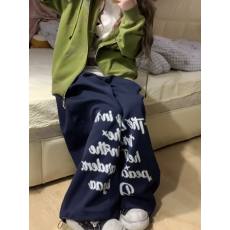 批发纯棉华绵 夏季新款潮牌嘻哈<b class='q'>街头</b>运动裤印花爵士舞长裤阔腿休闲裤