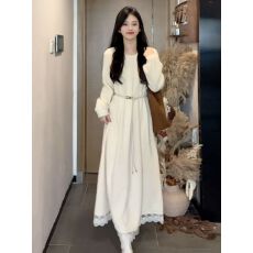 批发早秋季法式清纯系蓝色蕾丝连衣<b class='q'>裙子</b>新款女装2025超火小个子<b class='q'>长</b><b class='q'>裙子</b>