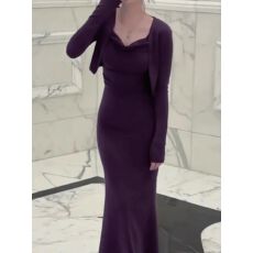 批发秋季新款纯欲慵懒风荡领吊带<b class='q'>连衣裙</b>+时尚气质显瘦长袖开衫两件套