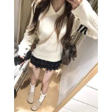 批发翻领三条<b class='q'>针织衫</b>长袖秋冬2025新款修身显瘦麻花套头上衣学院