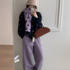 批发【配围巾】新实体定制韩系复古波点圆领针织<b class='q'>开衫</b>百搭毛衣外套