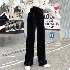 批发2025春秋冬季新款<b class='q'>阔腿裤女</b><b class='q'>高腰</b>坠感金丝绒运动休闲宽松直筒长裤子