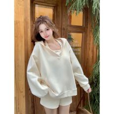 批发曼巴棉360g 2025春款卫衣套<b class='q'>装</b>女短<b class='q'>裤</b>背心三件套设计感