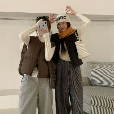 批发韩系时尚百搭棉服马甲女<b class='q'>冬</b>季新款ins叠穿坎肩背心外套