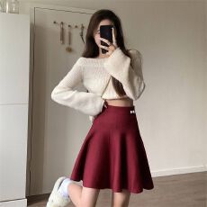 批发甜辣港风高腰a字半身裙女2025春夏新款外穿遮臀百褶伞裙子女短款