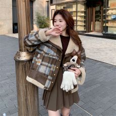 批发短款撞色夹棉加厚小香风<b class='q'>外套</b>女秋冬装新款2025韩系小个子保暖<b class='q'>上衣</b>