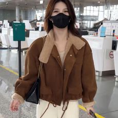 批发短款加绒加厚麂皮绒<b class='q'>外套</b>女冬装新款2025年韩版小个子宽松休闲<b class='q'>上衣</b>