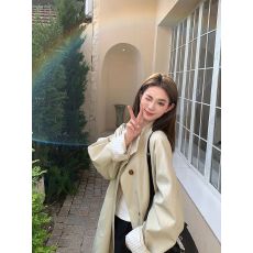 批发立领爆款风衣外套女2025<b class='q'>春</b>秋季新款小个子韩系高级感中长款