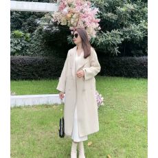 批发2025秋冬双面毛呢大衣女中长款宽松时尚过膝阔版毛呢外套赫本风