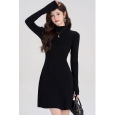 批发半高领毛衣连衣裙女秋冬新款百搭小个子配大衣针织裙内搭打底裙