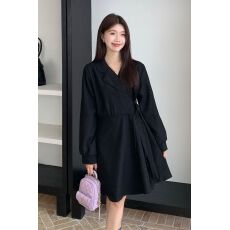 批发实拍<b class='q'>大码</b>法式气质灯芯绒斜纹长袖连衣裙女西装领短裙