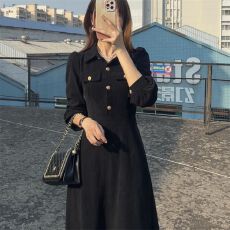 批发｜加厚300g+后包领｜<b class='q'>大码</b>春秋赫本风茶歇法式灯芯绒长袖连衣裙