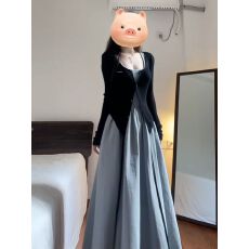 批发法式吊带连衣裙子女秋冬2025新款爆款气质收腰巨好看早秋长裙套装