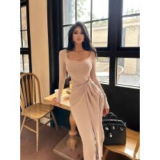 批发美式辣妹气质遮肉<b class='q'>连衣裙女</b>秋季裙子绑带收腰修身显瘦中长裙包臀裙