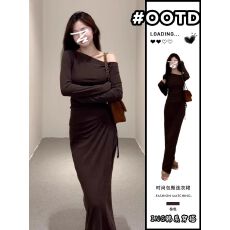 批发性感辣妹<b class='q'>时尚</b>套装女修身显瘦露肩上衣高腰半身裙小个子气质两件套