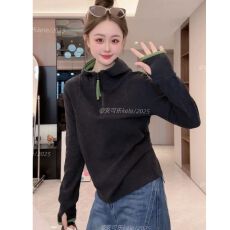 批发（270克德绒螺纹1*1）磨毛锁温保暖显瘦长袖半拉链连帽<b class='q'>打底衫</b>