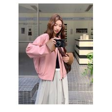 批发含棉PU皮+内里+肩垫一新款韩系粉色皮衣短款外套女时尚夹克上衣