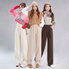 批发2026<b class='q'>新款</b>冬季<b class='q'>裤</b>垂感韩版直筒窄版宽松休闲阔腿<b class='q'>裤</b><b class='q'>女士</b>加绒加厚<b class='q'>裤</b>子