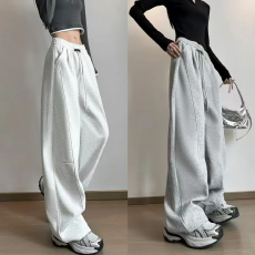 批发【黑标弯刀裤】2025爆款秋冬季高腰慵懒风运动裤休闲宽松阔腿裤女