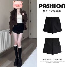 批发黑色加绒短裤女春秋冬新款韩版高腰显瘦a字辣妹<b class='q'>紧身</b>热裤<b class='q'>打底裤</b>子