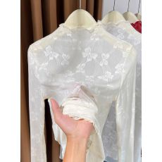 批发半高领蕾丝打底衫女秋冬<b class='q'>新款</b>木耳边高级感毛衣内搭薄纱网纱上衣女