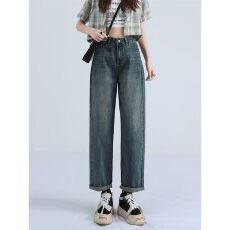 批发2026新款直筒<b class='q'>牛仔裤</b>女春秋高腰宽松百搭显瘦萝卜老爹裤<b class='q'>九分</b>百搭潮