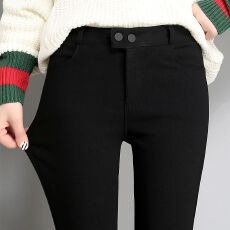 批发加绒打底裤女外穿秋<b class='q'>冬</b>新款紧身小脚弹力魔术显瘦高腰小黑色铅笔裤