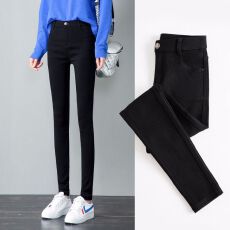 批发新款黑色高腰打底裤女士外穿春秋<b class='q'>冬</b>季学生韩版小脚裤