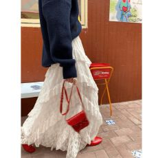 批发复古拼接斜纹白色蕾丝<b class='q'>半身</b>裙女秋季新款层次感网纱a字<b class='q'>长裙</b>蛋糕裙