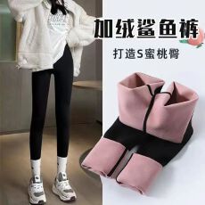 批发加绒鲨鱼裤女高腰打底裤秋<b class='q'>冬</b>季加厚保暖收腹显瘦瑜伽裤子