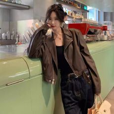 批发黑色皮衣外套女短款小个子2026秋<b class='q'>冬</b>季复古机车服港风气质pu皮夹克