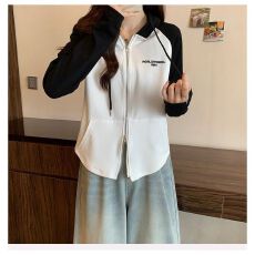 批发插肩显瘦双拉链连帽卫衣女拼接设计感<b class='q'>宝宝</b>绒秋冬季加绒盐系上衣服