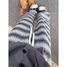 批发官图实价~原版布料复合<b class='q'>超</b>柔 秋冬加绒<b class='q'>大码</b>黑粉色条纹抽绳女裤子