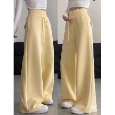 批发美式微喇<b class='q'>运动裤</b>女2026春季新款抽绳高腰修身显瘦垂感百搭喇叭卫裤