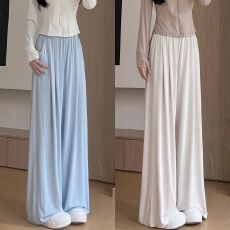 批发蓝色冰丝防晒<b class='q'>裤</b>女夏季薄款高腰显瘦凉凉<b class='q'>裤</b>宽松阔<b class='q'>腿</b>休闲慵懒山本<b class='q'>裤</b>