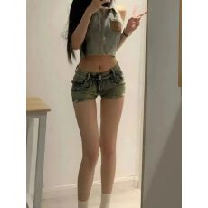 批发显瘦显高辣妹夏季低腰提臀牛仔超短裤女修身百搭美式高街阔腿热裤