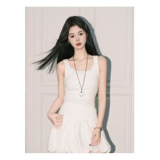 批发纯欲灰色假两件蕾丝U领背心女初夏内搭吊带别致修身上衣