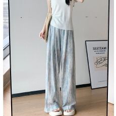 批发扎染镂空阔腿裤女夏季薄2026新款高腰休闲显瘦慵懒棉麻凉凉<b class='q'>休闲裤</b>
