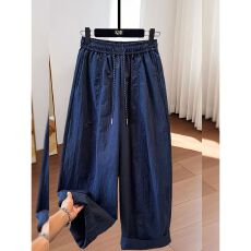 批发宽松大码阔腿裤女夏季薄款胖mm显瘦梨形身材小个子高腰宽松<b class='q'>休闲裤</b>